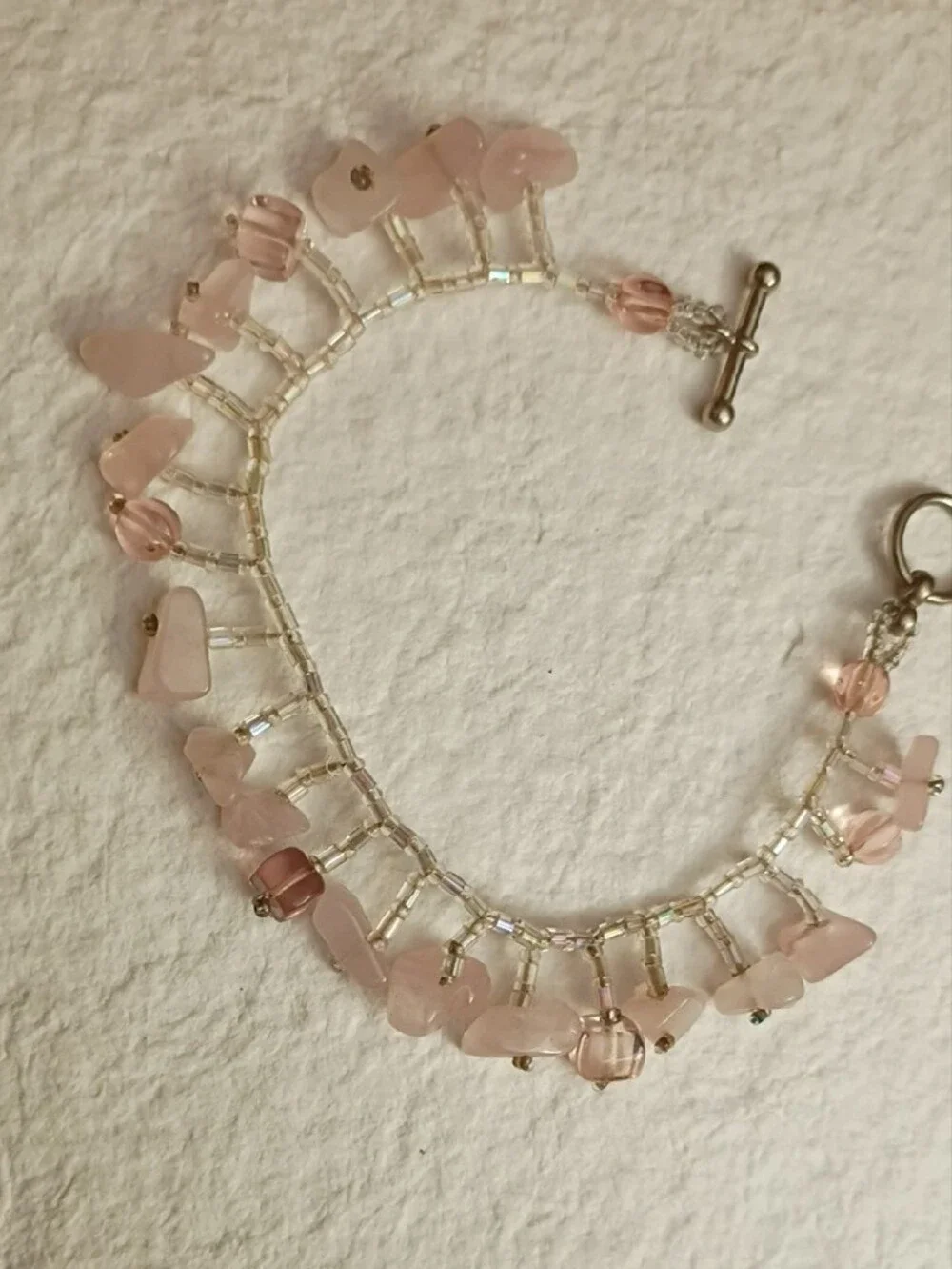 Delicate Rose Quartz Beaded Bracelet - Women Jewelry